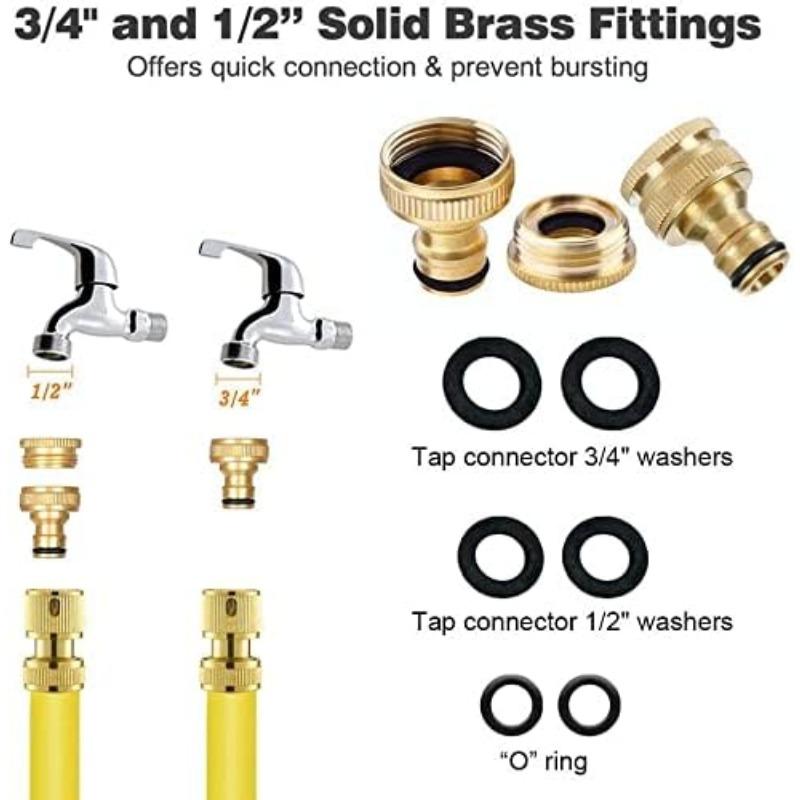 8-Pack Brass Garden Hose Faucet Connector Kit - 2 Dual Male Adapters, 4 Quick Connect 1/2" Hose Fittings, 2 Faucet Connectors