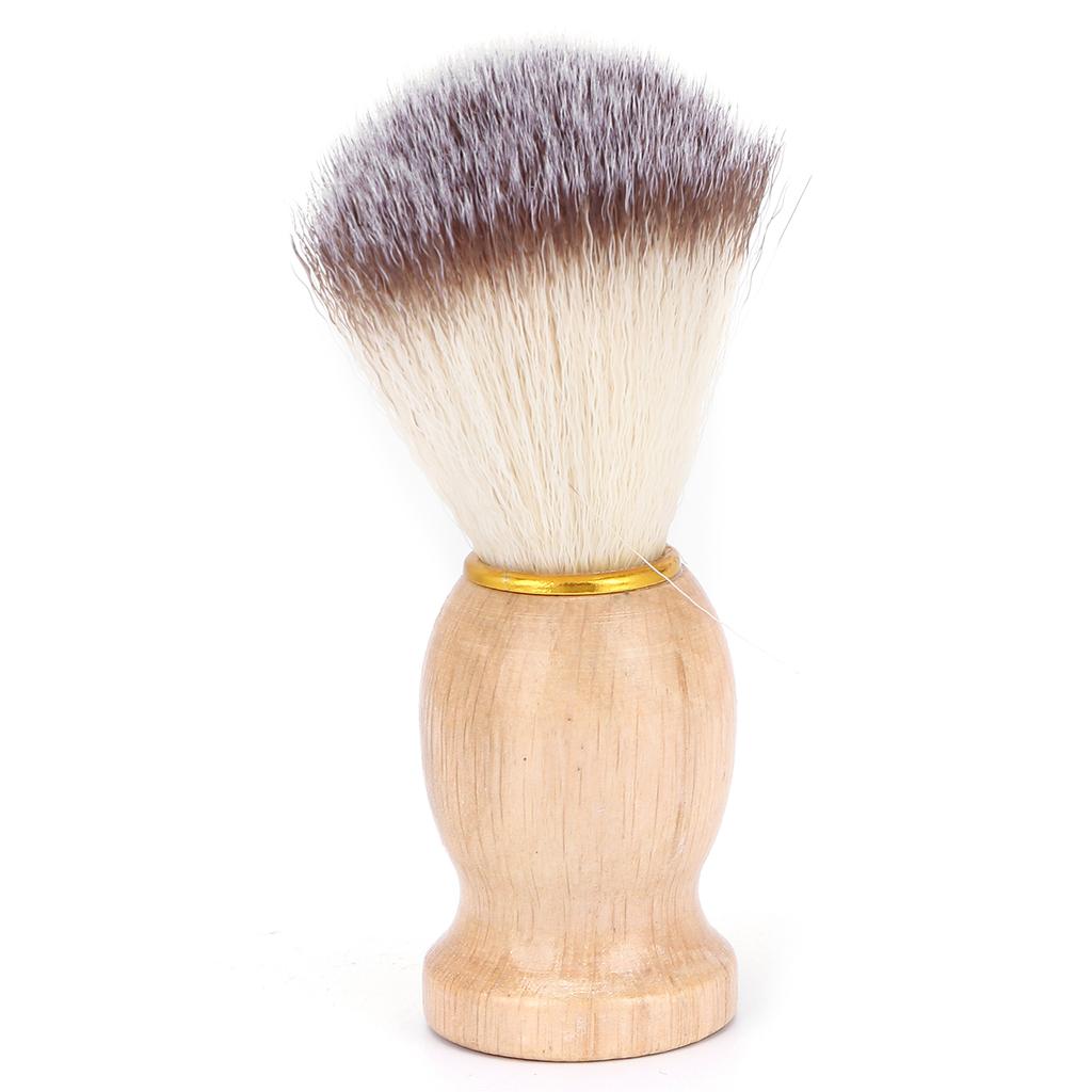 Men S Shaving Brush Soft Nylon Wool Solid Wood Handle Facial Beard Cleaning Grooming Shave Tool