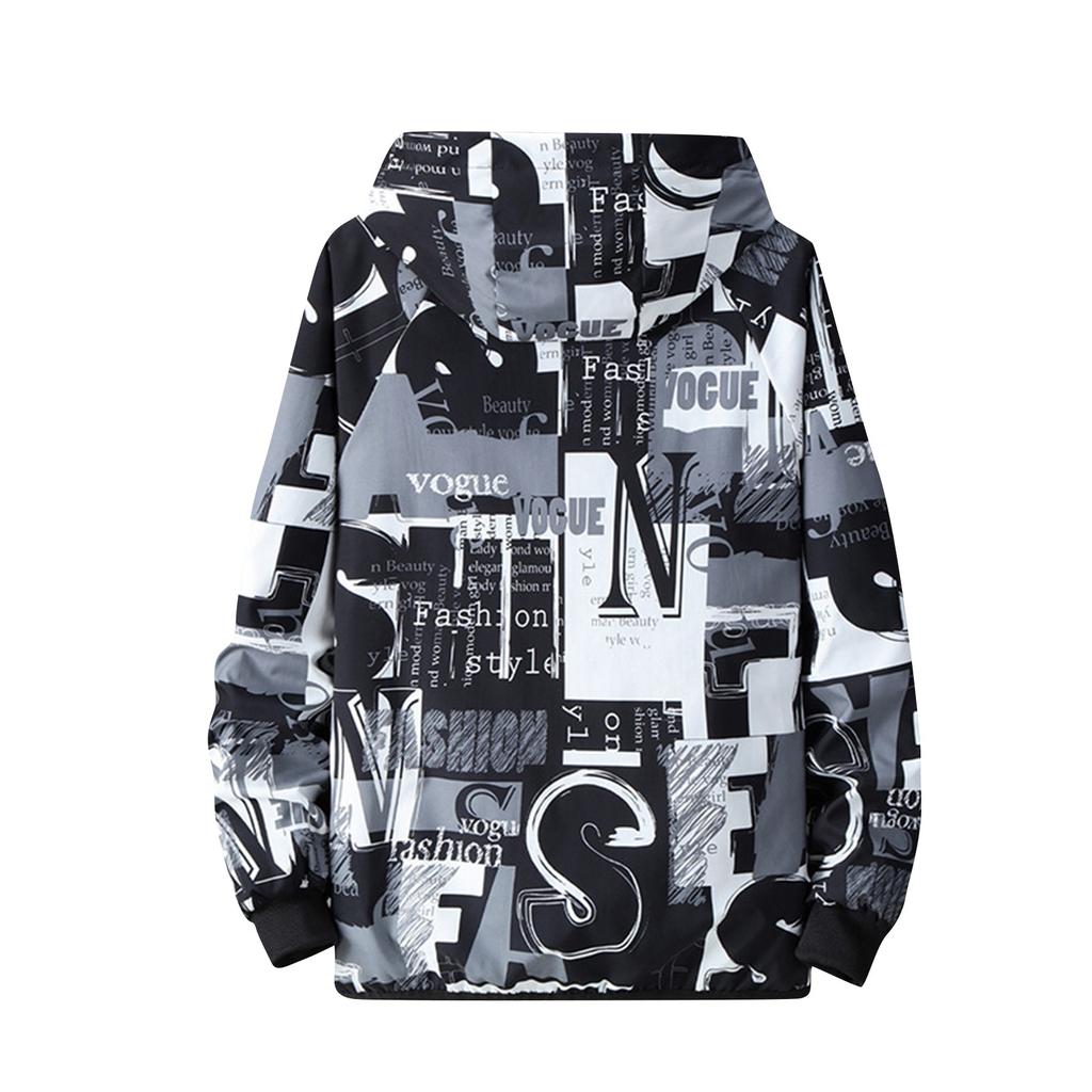 Men's Large Size Autumn Trendy Printed Coat Reversible Jacket
