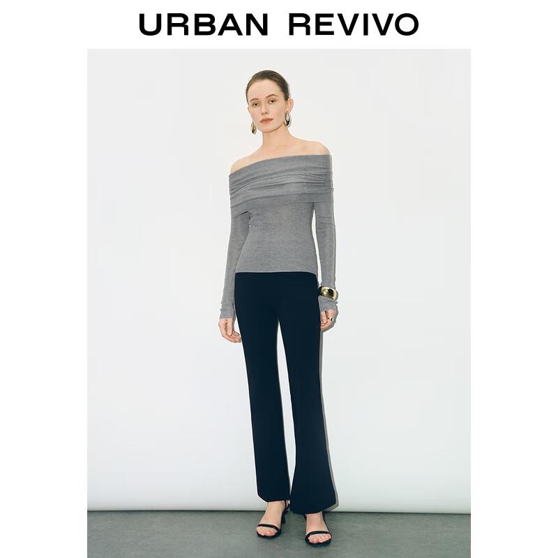 

UR 2025 Autumn Women s Simple Off-Shoulder Long Sleeve Knit Top XS