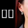 Minimalist Square Hoop Earring for Women Girls Ear Huggie Rectangle Hoops Dangle Stainless Steel Not Allergic
