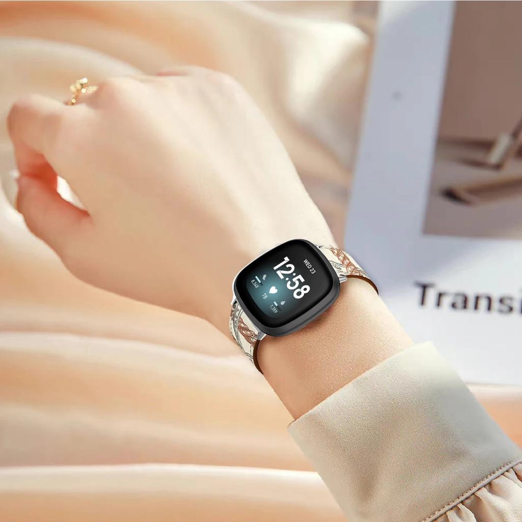 Leather Bracelet Strap For Fitbit Versa 4 3 2 1 Versa Lite Smart Watch Wristband Replacement Strap For Fitbit Sense/sense 2 Watchband