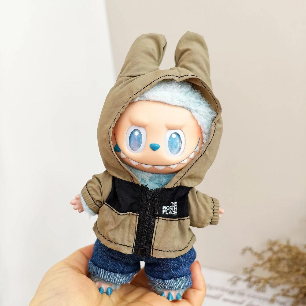 

For 15/17cm LABUBU Clothes windbreaker jeans set for Labubu clothing Assault suit decoration Outfit Replace DIY toy accessories