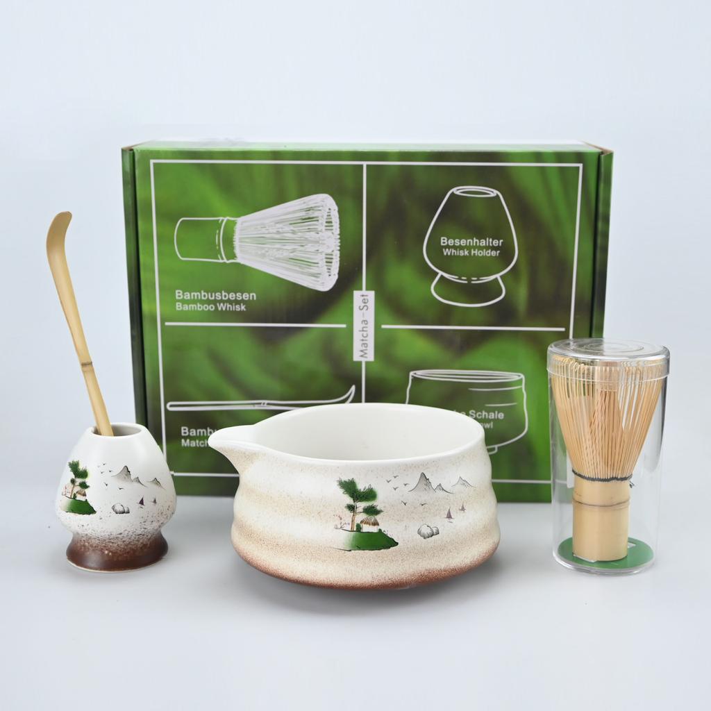 Matcha Tea Ceremony Set - 2pcs/4pcs/5pcs Traditional Kit with Bowl, Whisk & Spoon - Perfect Gift for Holidays & Home Decor