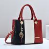 Crossbody Pu Tote Bag With Color Block Design For Daily Use