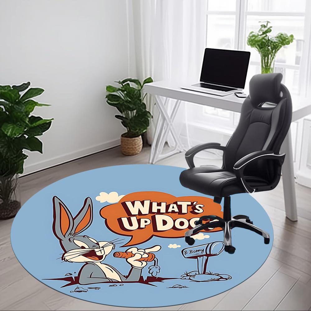 1pc Bugs Bunny Carrot Office Round Area Rug, Under Office Chairs Bedroom Living Room Home Decor, Room Deco, Available In Various Sizes