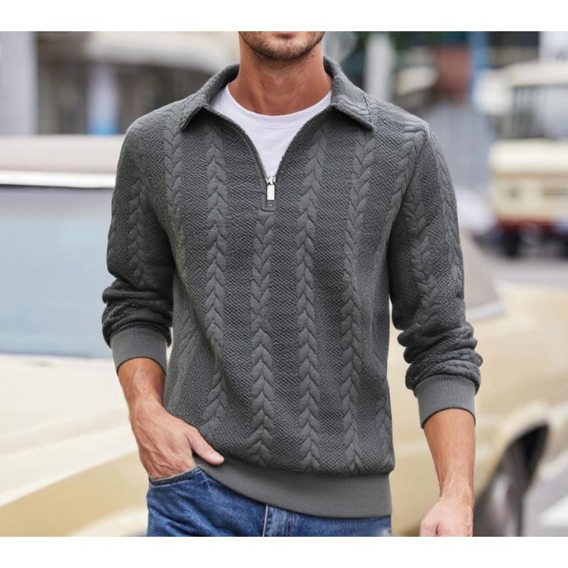 New Autumn and Winter Lapel Pullover Semi-open Zipper Sweater Casual Men's Knitted Sweater