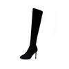 Boots Over Knee Boots Women's Autumn and Winter New Fleece Black High Boots Women's Heel High Heels Women's