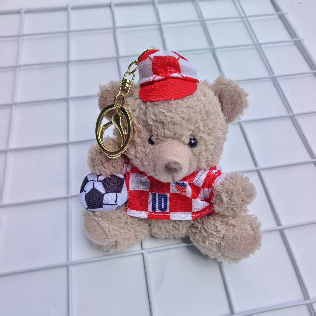 Plush Soccer Bear Keychain With Pp Cotton Filling For Kids And Teens