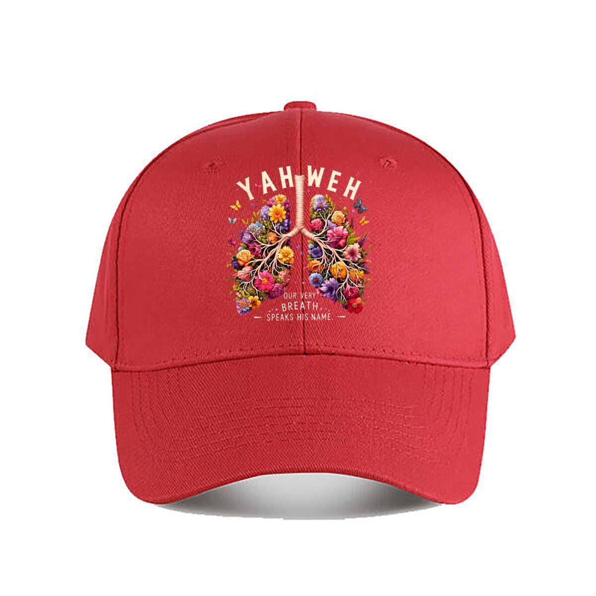 YAHWEH Floral Lungs Christian Faith Breathe Speaks His Name Baseball Cap Fashion Unisex Sunhat Womens Outdoor Sports One Size