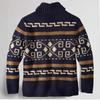 Autumn and Winter New Design Pattern Men's Fashionable Lapel Casual Cardigan Long Sleeved Jacquard Knitted High Weight Sweater Zipper Jacket