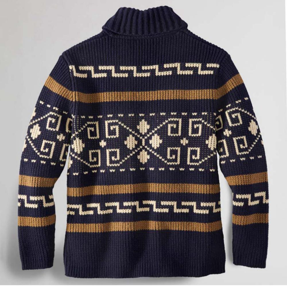 Autumn and Winter New Design Pattern Men's Fashionable Lapel Casual Cardigan Long Sleeved Jacquard Knitted High Weight Sweater Zipper Jacket