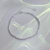 S925 Silver Sparkling Starburst Chain Bracelet Dainty Thin Glitter Wire Link Adjustable Extension Chain Heart Tag Minimalist Women Daily Wrist Jewelry