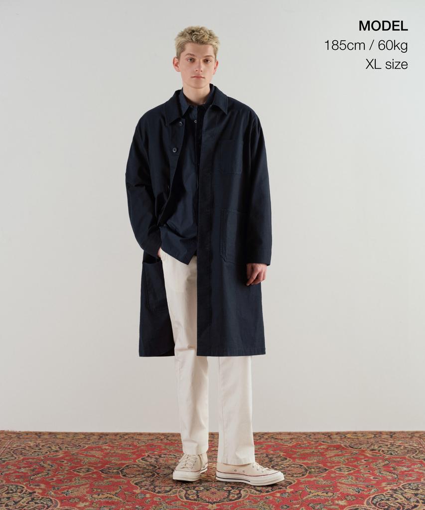 Musinsa Standard Bag Satin Shop Coat [Navy]