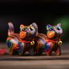 Hot Cute Colored Wooden Cat Ornaments Rainbow Wood Carving Cat Sculptures Small Cat Model Ornaments Desktop Office Accessories