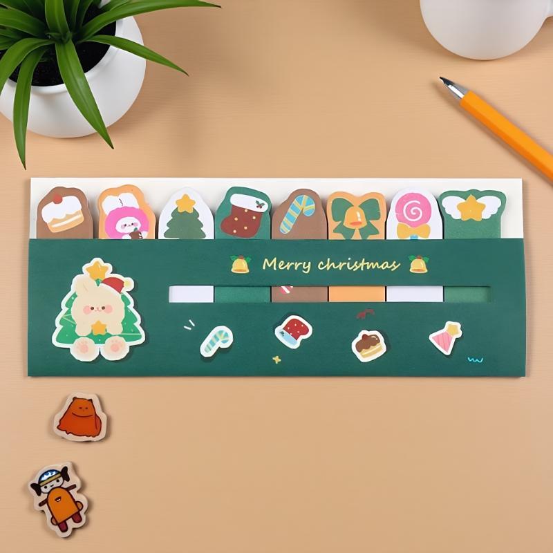 Christmas Row Station Notes, Students Ins Cute  Stickers Cartoon High-value N Sticky Notes Stationery