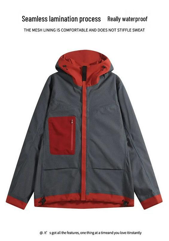 Giacca da Alpinismo Hardshell da Uomo Impermeabile Antivento con Cappuccio - Traspirante, Confortevole, Capospalla Casual da Esterno per Autunno/Inverno
