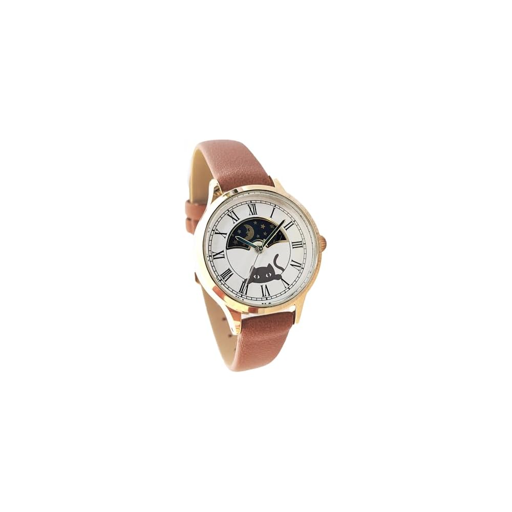 Sun & Moon Cat Watch for Women Brown Color