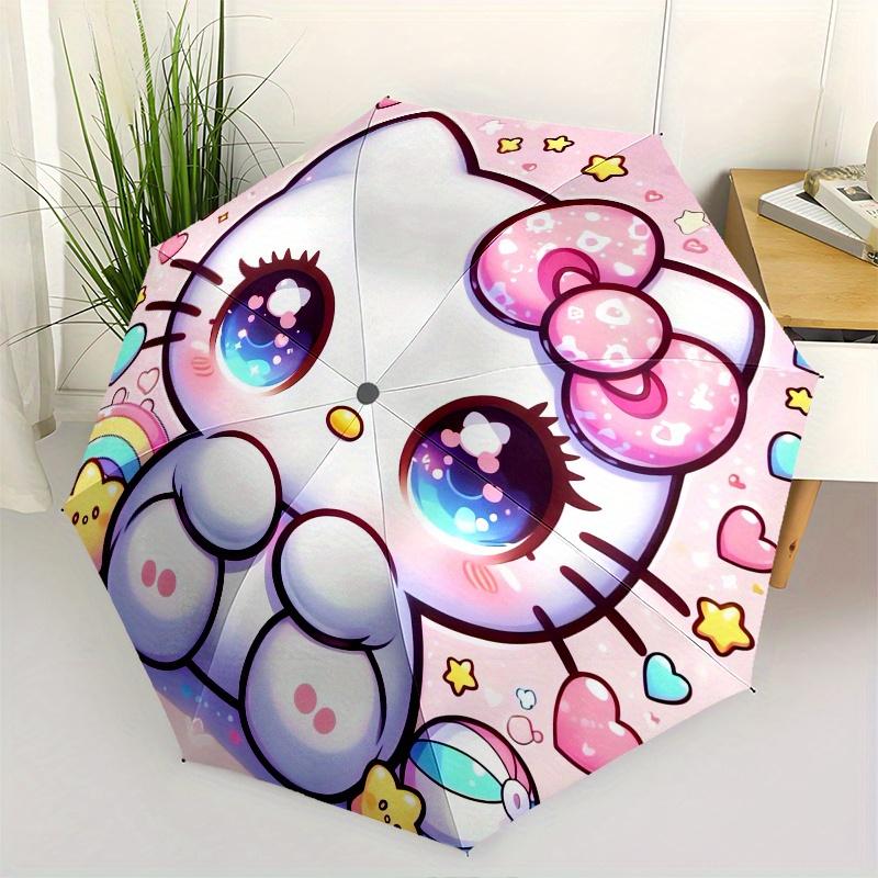 

Kitty,Cute Automatic Folding Umbrella-Simple 8-Rib Design, Bright Cartoon Pattern, Durable Iron Frame, Suitable For Travel, Outdoor, Beach-C