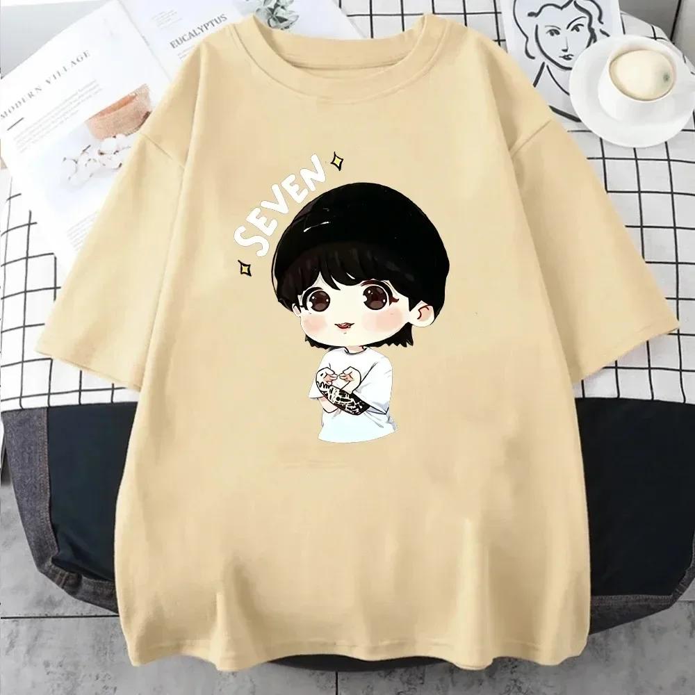 JungKook Seven T-shirt Harajuku WoMen's Aesthetic Fun Kawaii Short Sleeved Unisex Casual Sports Print T-shirt Women Clothing