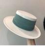New Fedoras Women's Hat Flat Top Cap French Elegant Straw Hat Fedora Pearl Chain Hat Travel Beach Hat Panama Wide Brim Hat