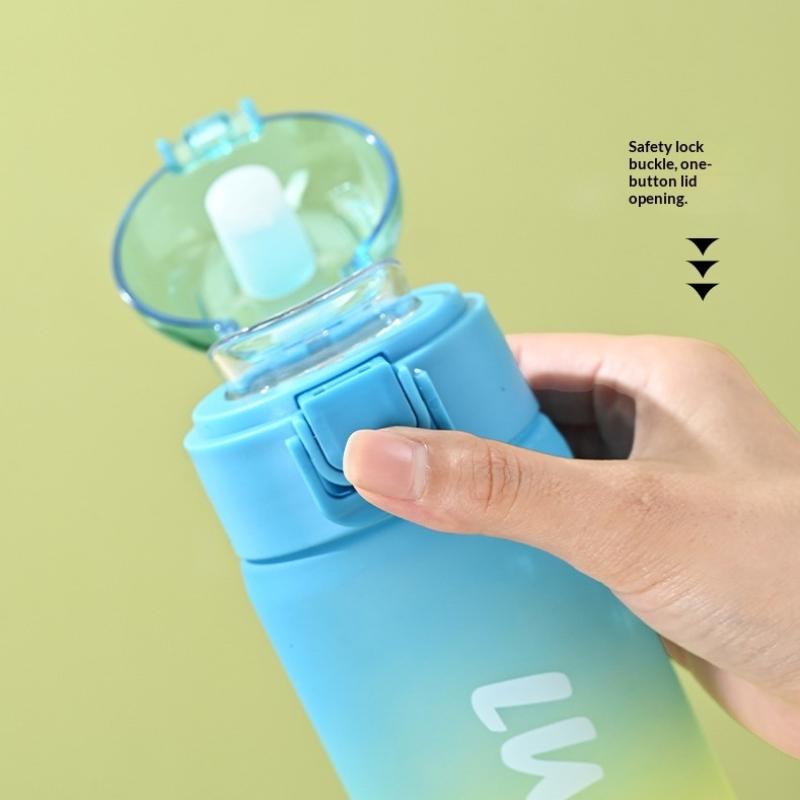 1PC 650ml Gradient Sport Water Bottle, BPA-Free Leakproof Portable Fitness Jug with Straw for Gym Outdoor Beach Travel