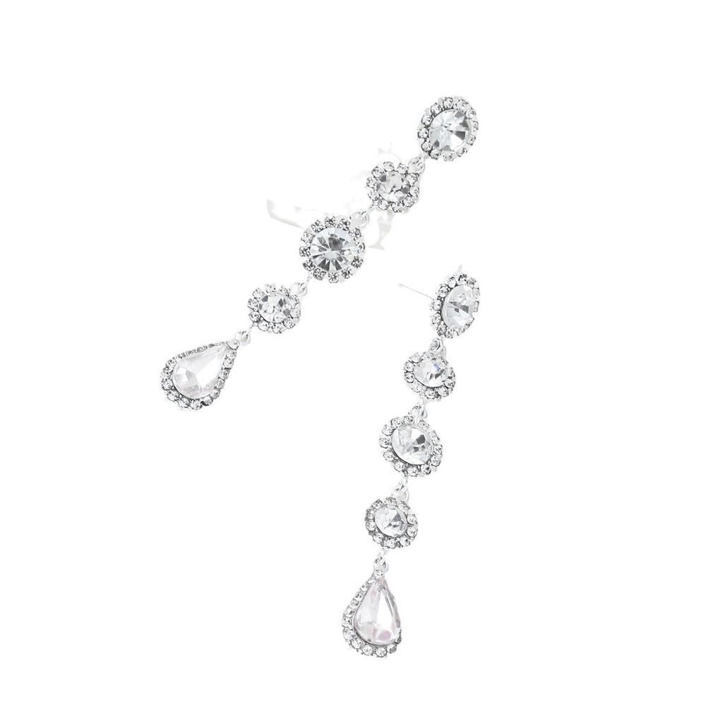 Neue amerikanische Retro-Ohrringe vielseitige lange Ohrringe mit Fransen besetzt mit weißem Kristall Wassertropfen Ohrstecker weiblich Ins vielseitig