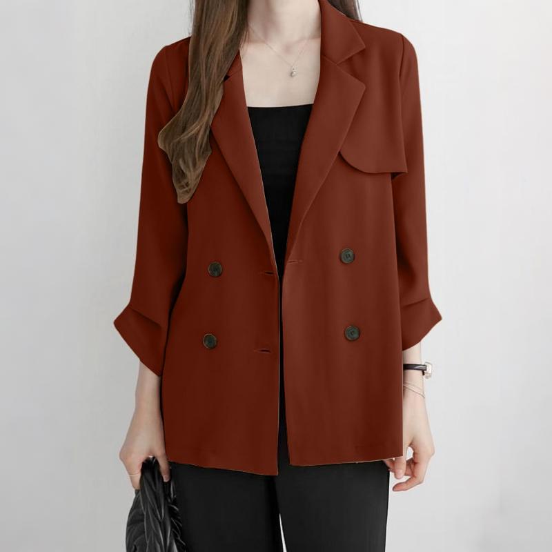 

ZANZEA Женский кардиган-пиджак с лацканами, повседневный, с длинным рукавом, тонкий 5XL красный