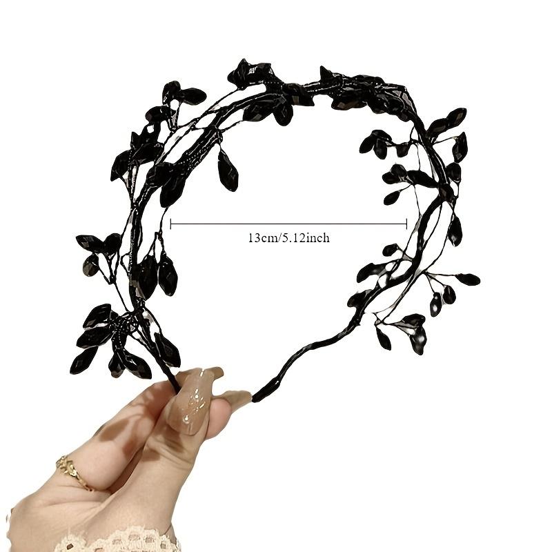 Handmade Black Crystal Branch Headband Female Fashion Elegant Mori Style Super Temperament Headband High-End Hair Clip