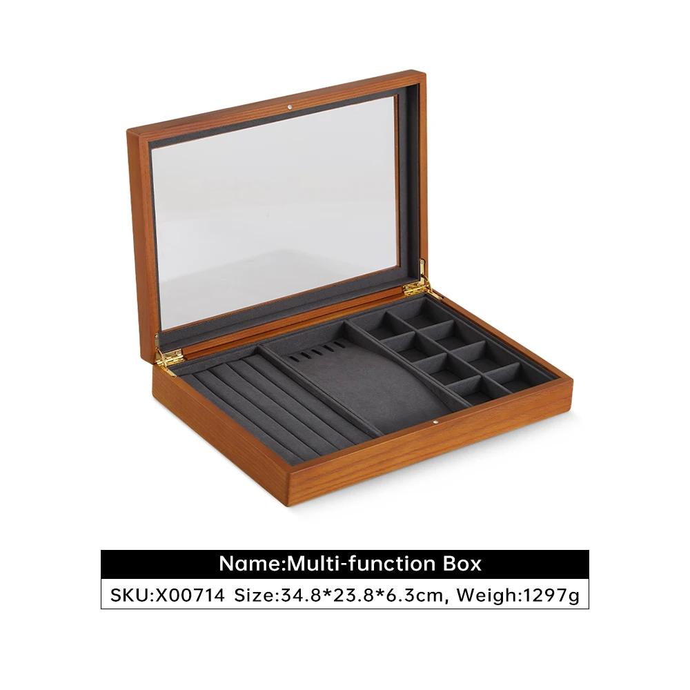 For  Bracelet Necklace Display Case Wooden Ring Earrings Organizer Large Jewelry Storage Box With Cover X007