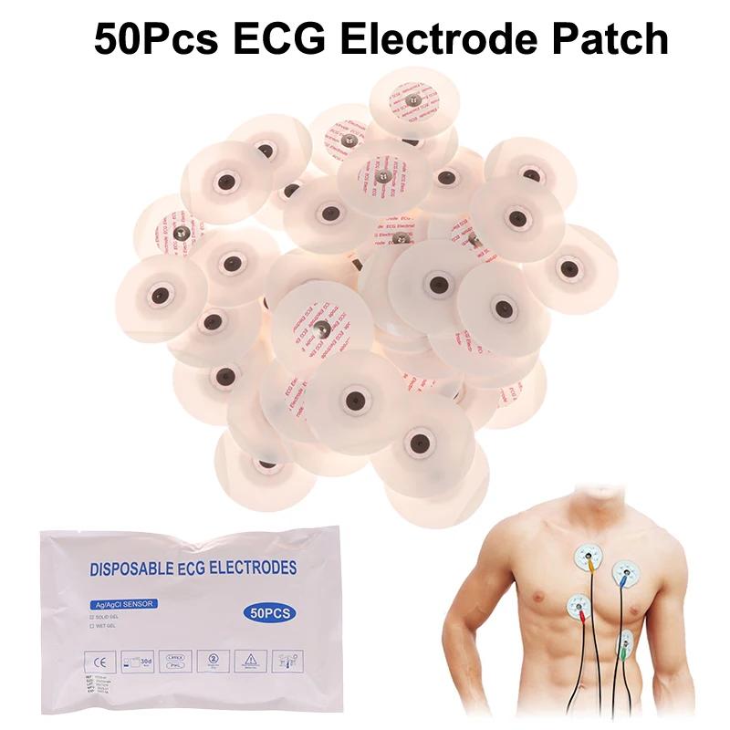 Multi Sizes Adult 50 PCS White Non-woven Fabrics Disposable ECG Electrodes Medical Electrode Patch Nonwoven ECG Electrode Pads