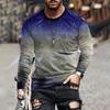 Spring And Autumn New Crewneck Long-sleeved T-shirt Men's Street Daily Casual Loose Top Men's Fashion Gradient T-shirt