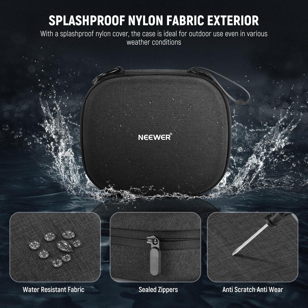 NEEWER NEO Drone Storage Case, NylonFoam, Shockproof, Waterproof, Portable, with Carabiner and Mesh Pocket, Hard Case, Drone Case, Storage Box,
