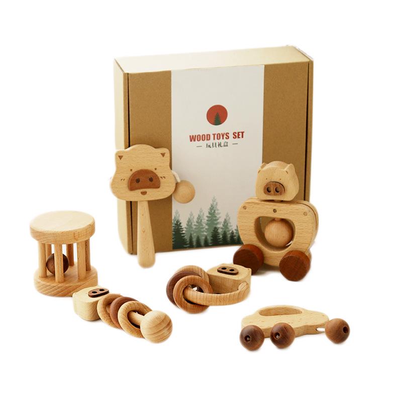 Children's Musical Wooden Rattle Toy Set for Early Education and Gift