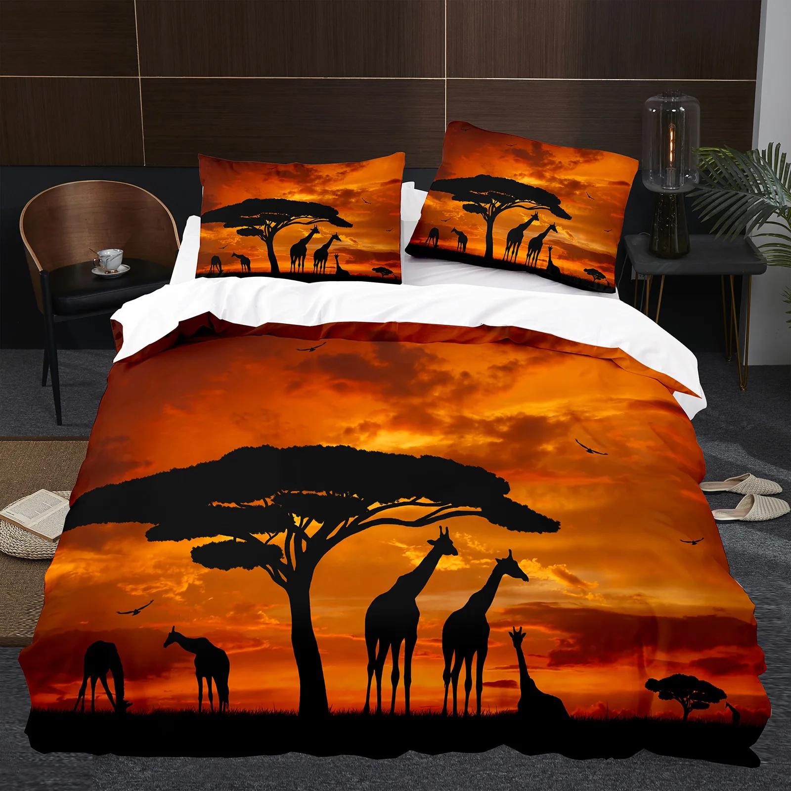 

Comforter Giraffe Giraffes Eastern Style Environment Retro Bedding Set Animal Theme King Size Soft Comfortable Comforter (quilt)-EU Single(135*200cm)3pcs