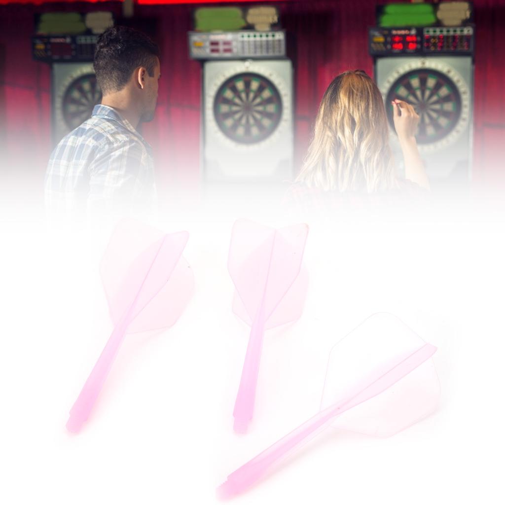 3 Pcs 2BA Integrated Transparent Dart Shaft and Flights Standard Shape Anti BreakPink