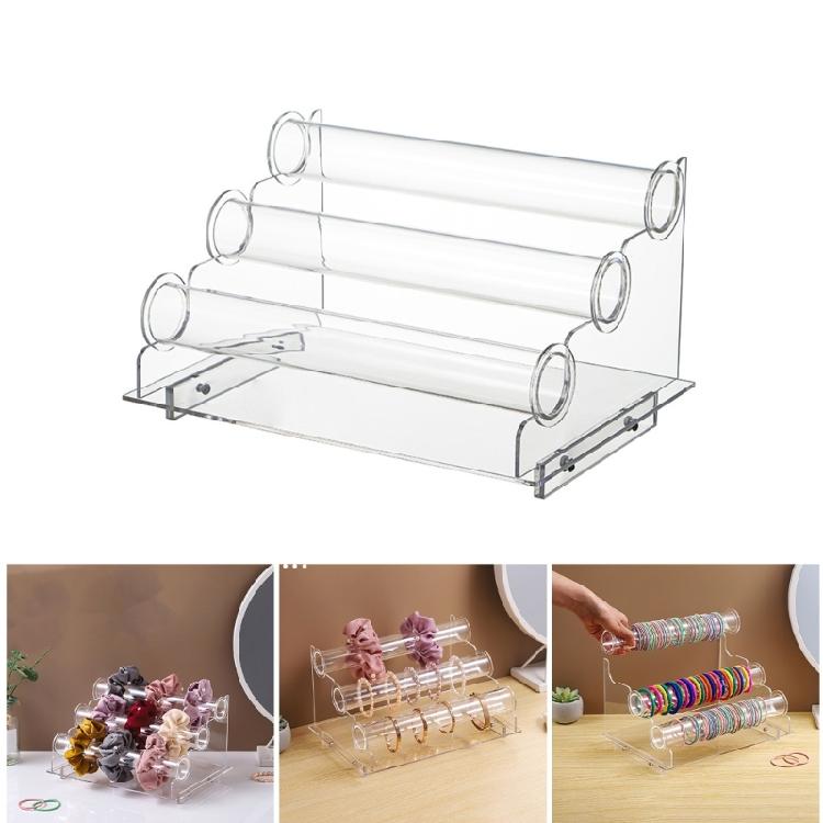 Transparent 3 Levels Acrylic Bracelet and Watch Stand Stylish Timepieces Display Rack Jewelry Organization Supplies