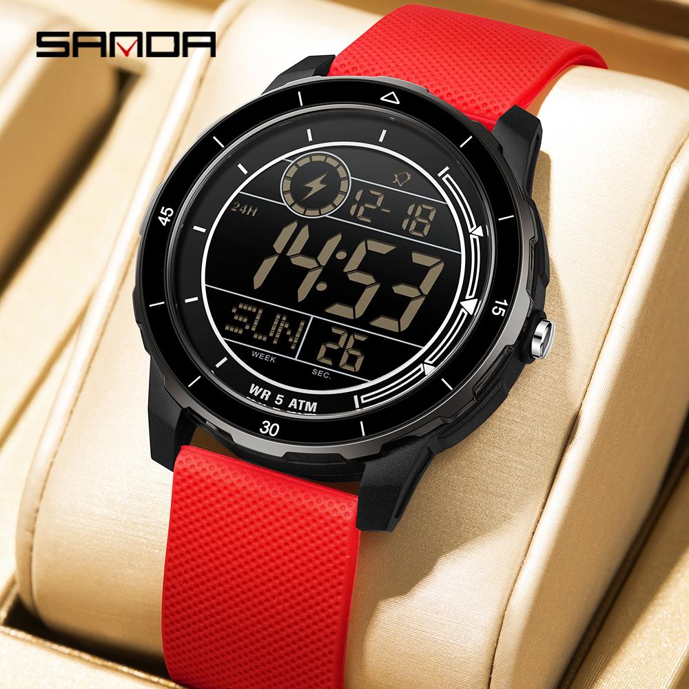 SANDA New 2205 Fashion Student Electronic Watch Countdown Multi Functional Sports Waterproof LED Electronic Digital Watch