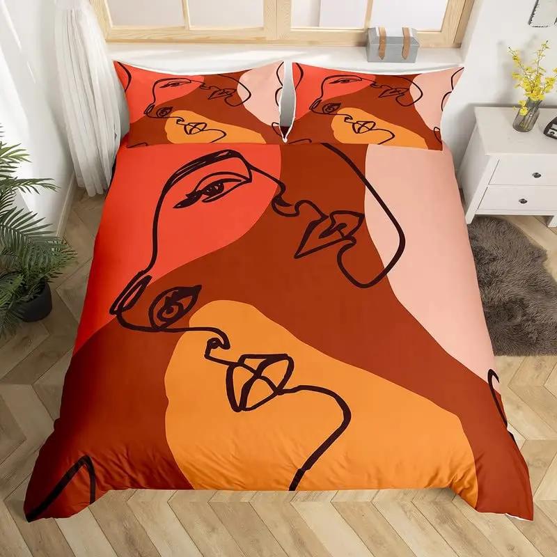 Mid Century Bohemian Abstract Duvet Cover Set Geometric Luxury Bedding Sets Tropical Palm Tree Plant Comforter Cover Set 2/3pcs