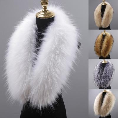 Fashion Winter Faux Fox Fur Collar Fake Fur Coat Scarves Luxury Women Men Jackets Hood Shawl Decor Female Neck Collar Wraps