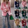 Velvet Blazer for Women Long Sleeve Botton Up Business Office Suit Jacket Casual Lapel Open Front Coat