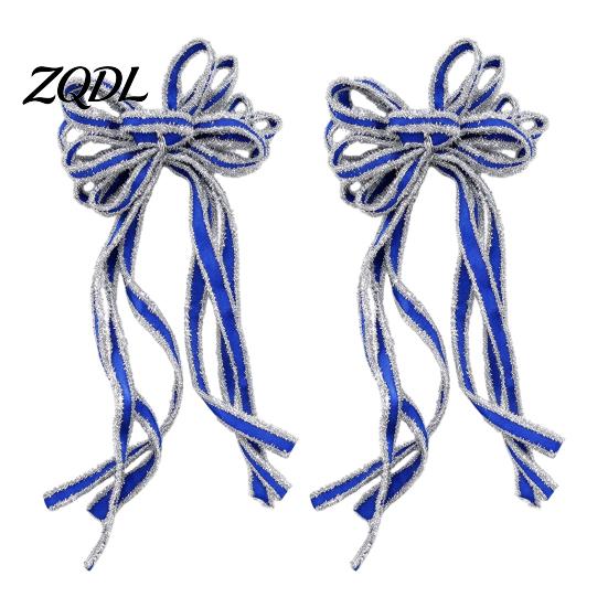 Hanging Bows for Christmas Trees 2 Pcs Velvet Bows, Shiny Bow Tree Decoration Vintage Style Topper Wreath, Garland, Xmas Party, Wedding, Baby Shower,