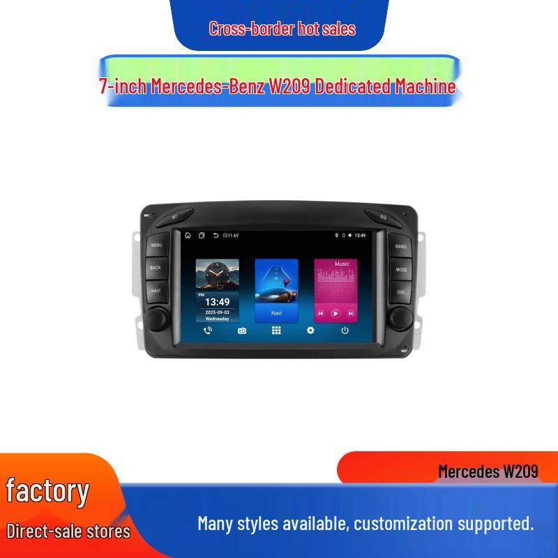 7-inch Panoramic Multimedia System for Mercedes-Benz W209, Overseas Version with Apple CarPlay & Reverse Camera