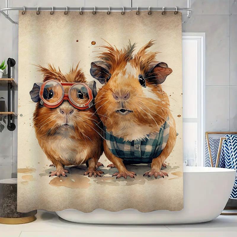 

Watercolor Guinea Pigs Shower Curtain Cute Animal Home Decor For Bathroom 72 X 84 Inches Printed Fabric Waterproof Bath Mat Cove 90x180cm
