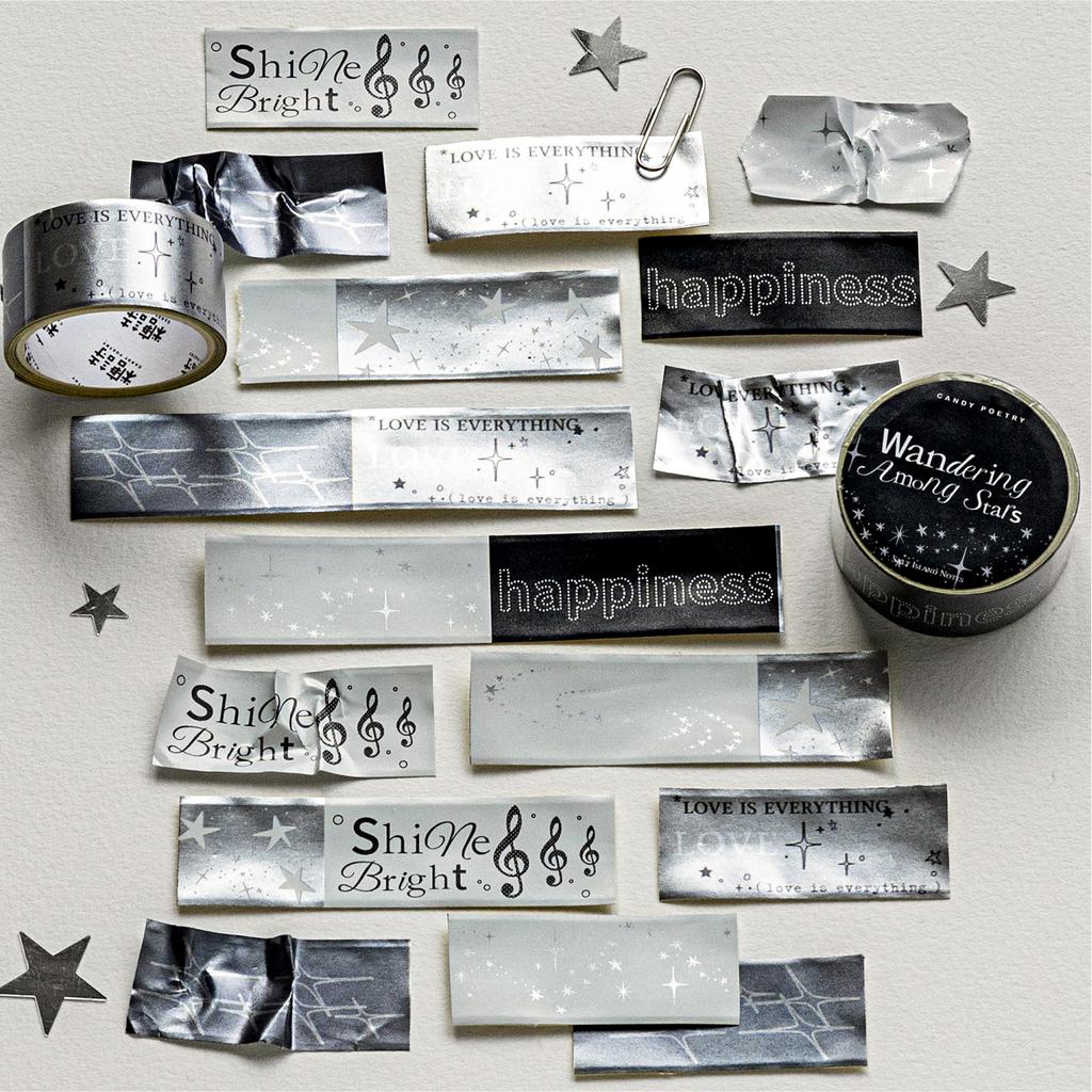 20mm * 2m Salt Island Diary Series Kawaii Ins Flash Sand Laser Silver Washi Tape Creative Handbook Scrapbooking Material