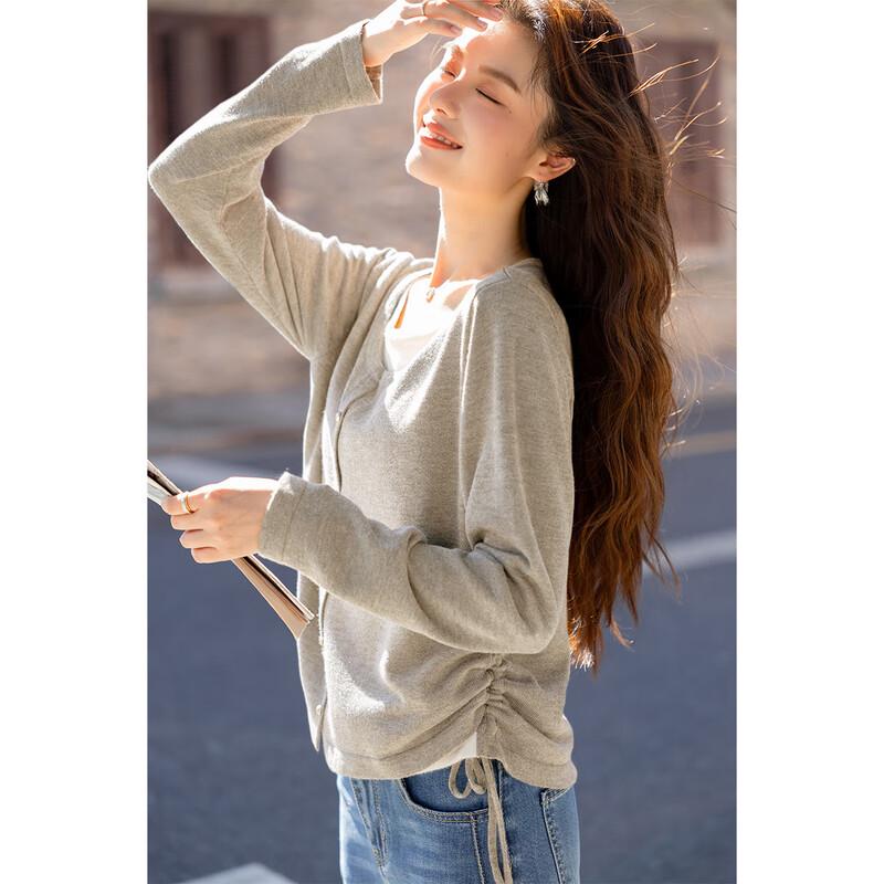 Moka Na Women's Faux Two-Piece Long-Sleeve Knit Top MKNJD3872