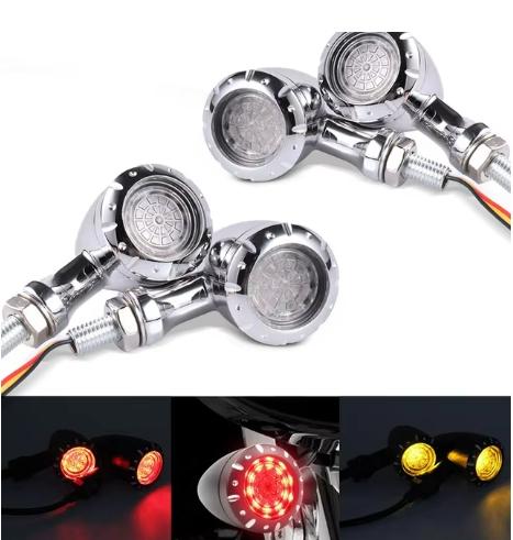 12V Motorcycle LED Turn Signal Brake Running Lamp Modified Bullet Turn Signal Lights LED Universal Motorcycle Indicator Lamp