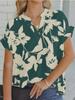2023 Sommar Dam Lös Tryckt V-Hals Knapp Chiffongskjorta