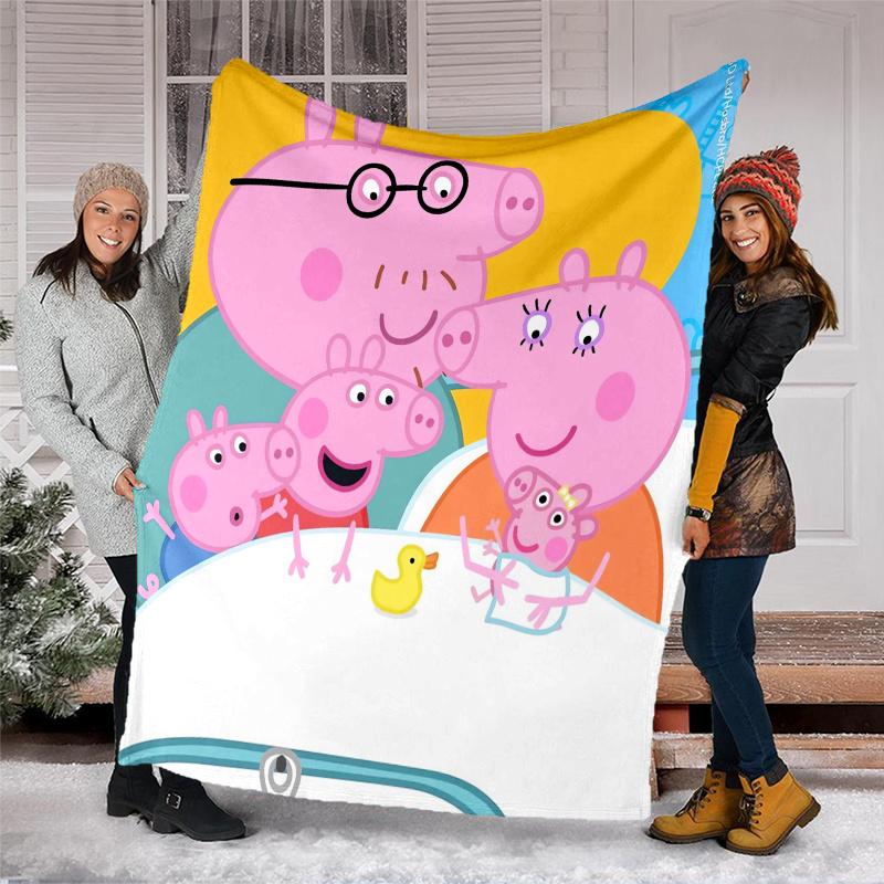 Peppa Pig Theme Printed Blanket,Perfect for Couch, Bed, Travel & Outdoor Use | Machine Washable, Cozy & Durable.