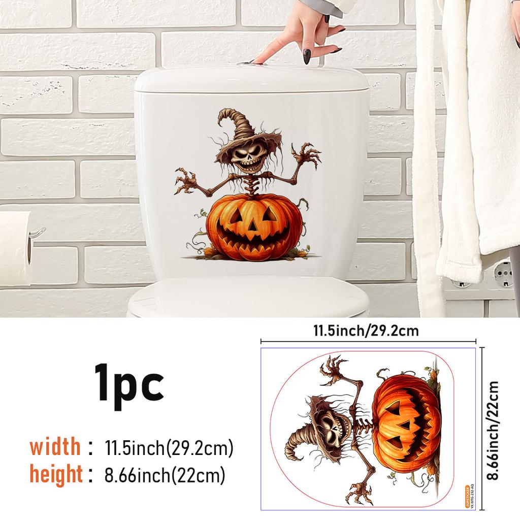 Halloween Toilet Sticker Horror Funny Sticker Self-Adhesive Decorative Sticker Toilet Toilet Lid Sticker